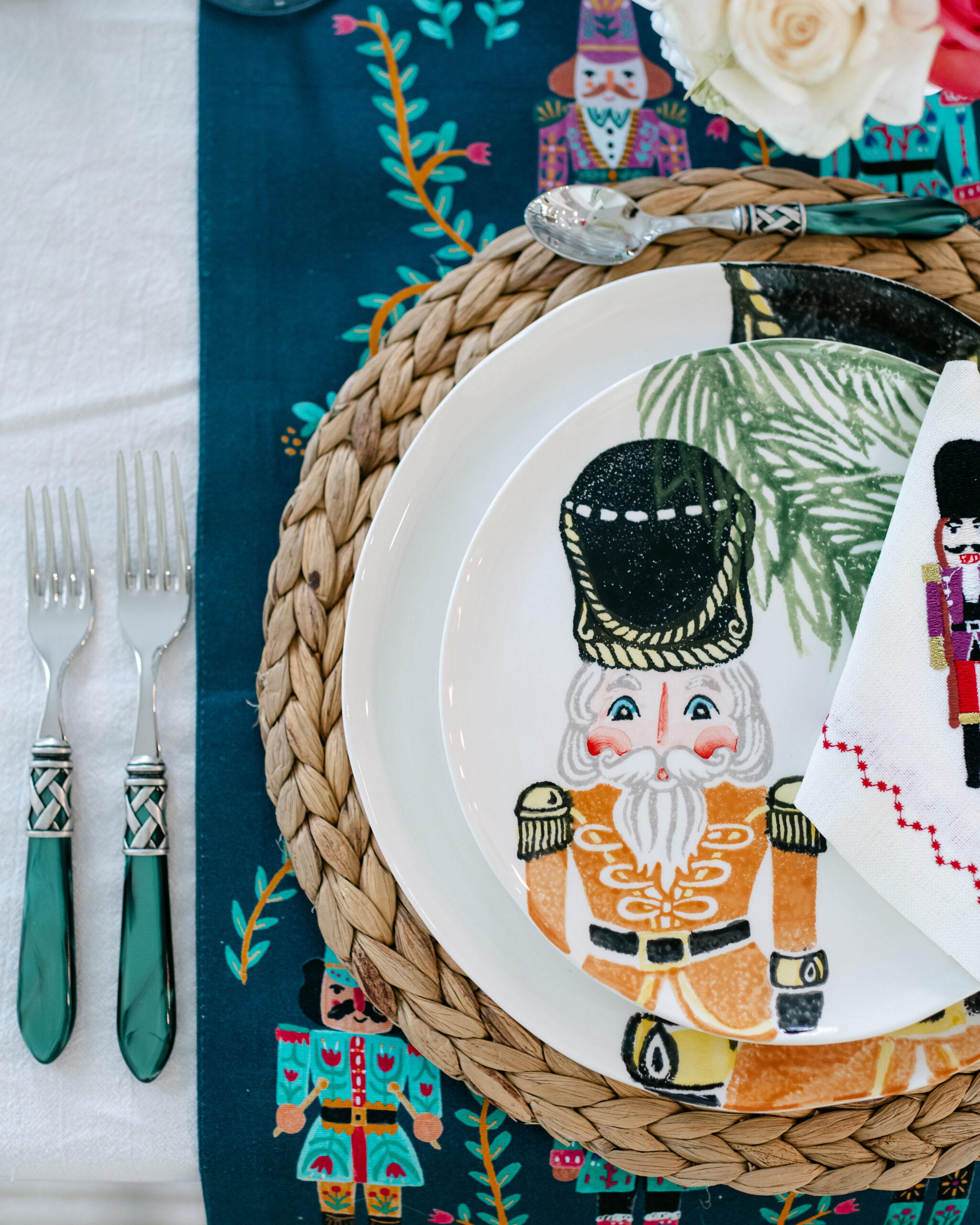 Deep jewel tones and colorful accents in each place setting