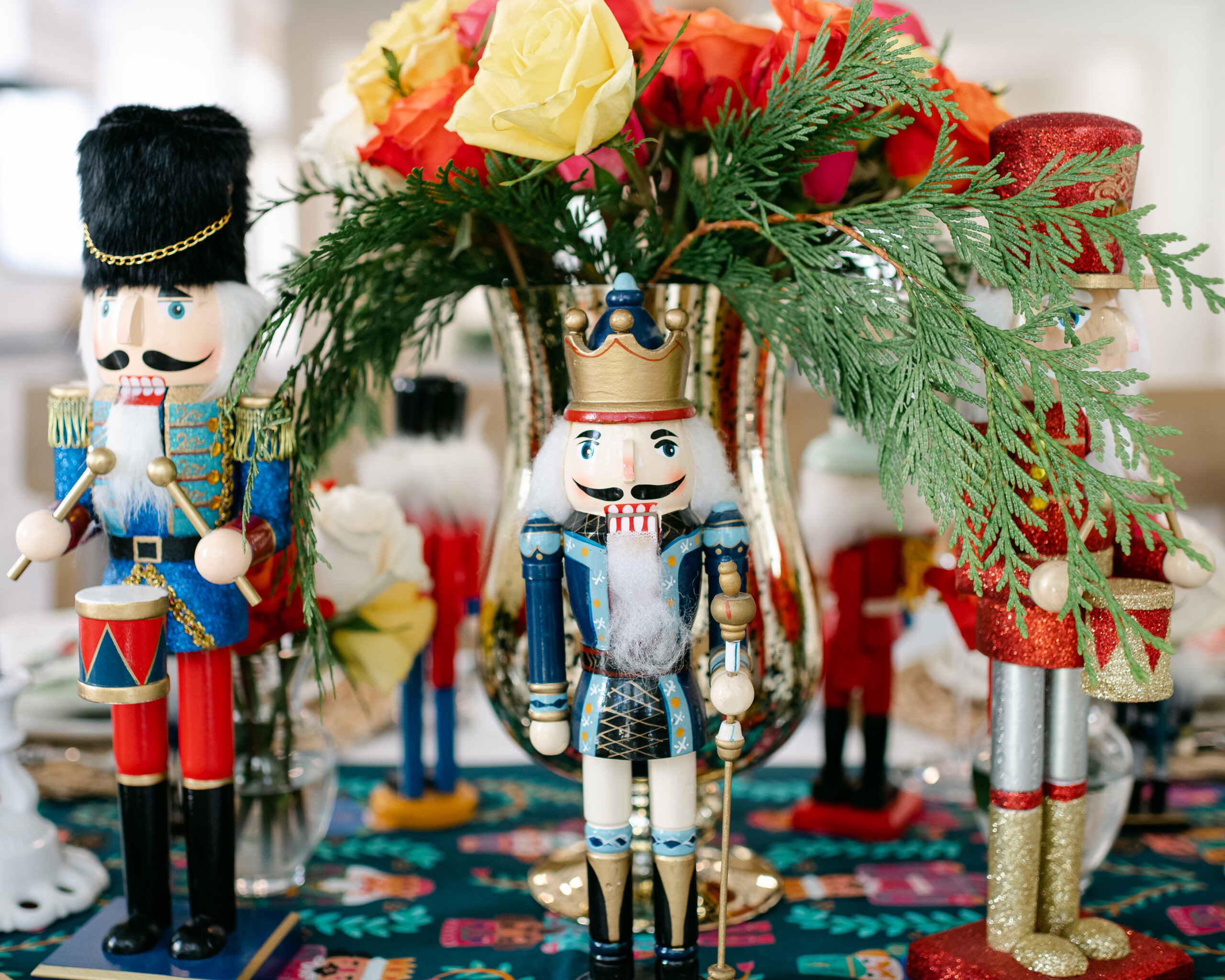 nutcrackers lined the table